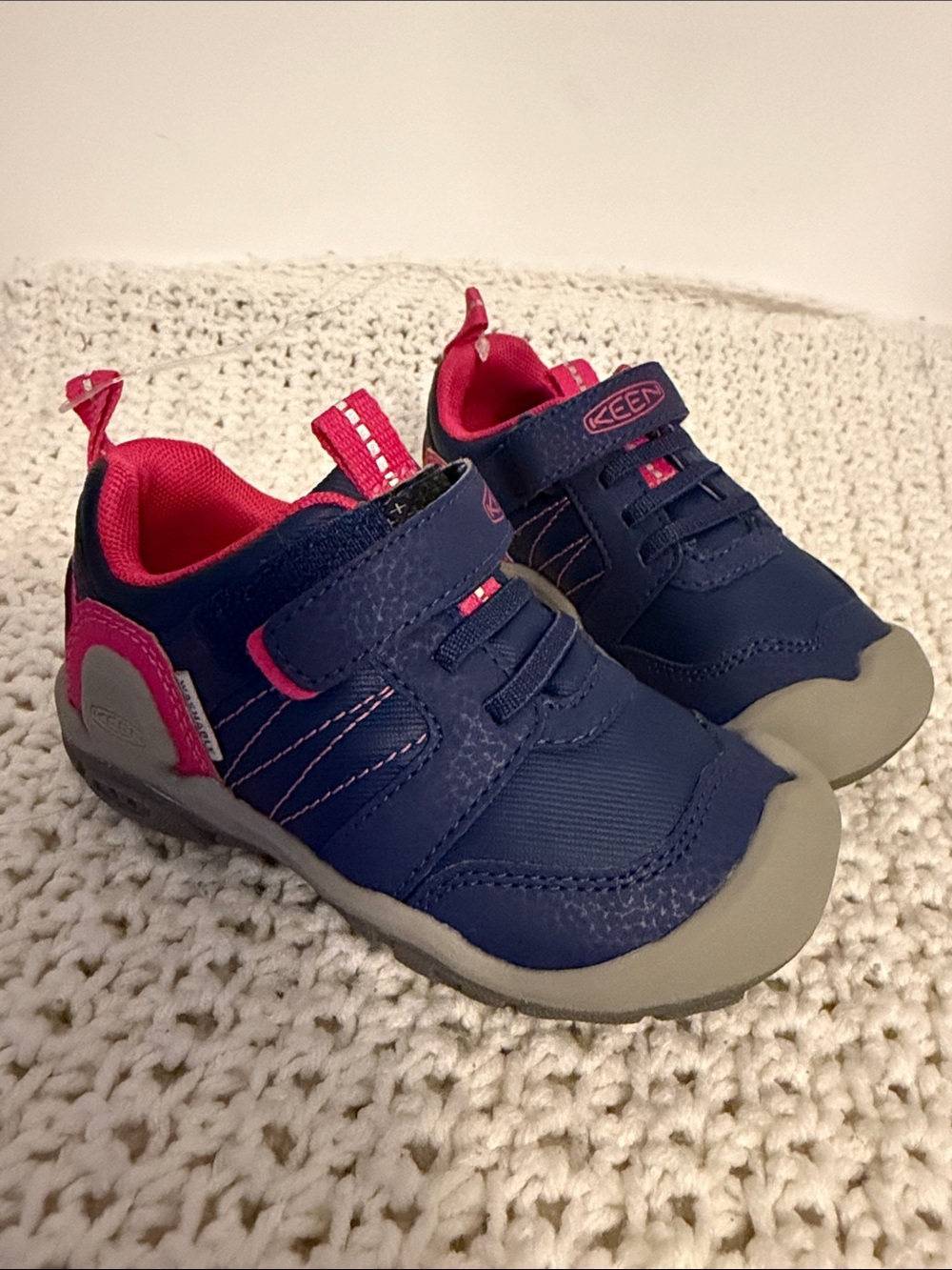 KEEN Kids Navy and Pink Velcro Sneakers